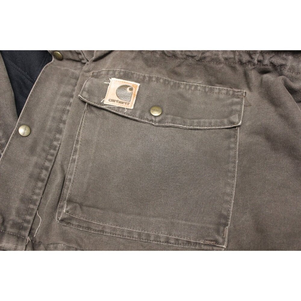 Carhartt men's vintage moss sandstone wash quilt lined long barn chore coat - Picture 9 of 14